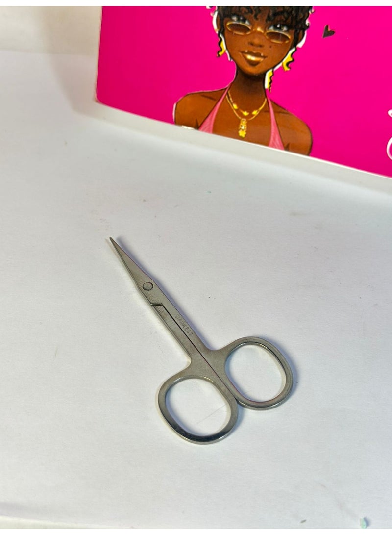 Stainless Steel Scissor with Curved Sharp Edge Blades for Eyebrow, Facial Hairs and Eyelashes 1PC - Image 3